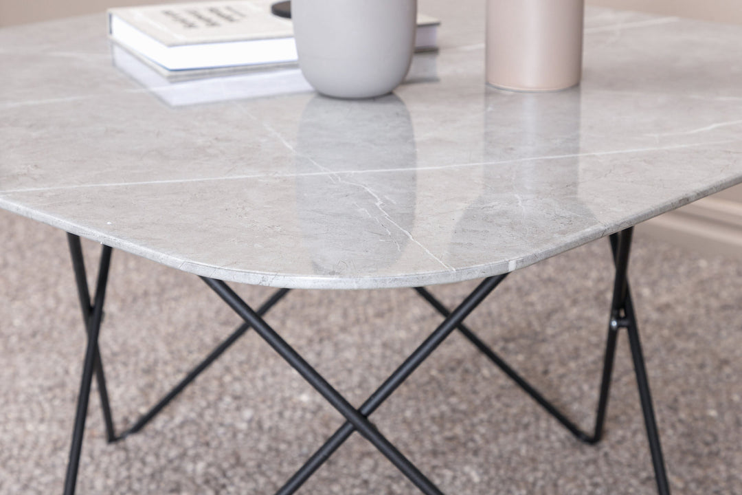 Venture Home Tristar Sofa Table - Black / Grey Glass Marble