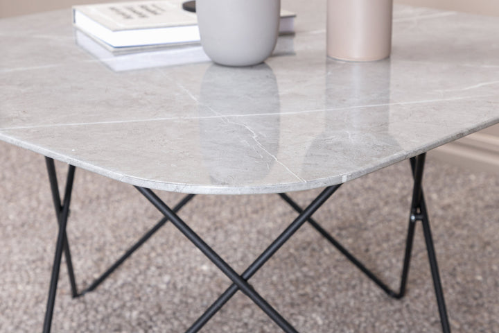 Venture Home Tristar Sofa Table - Black / Grey Glass Marble