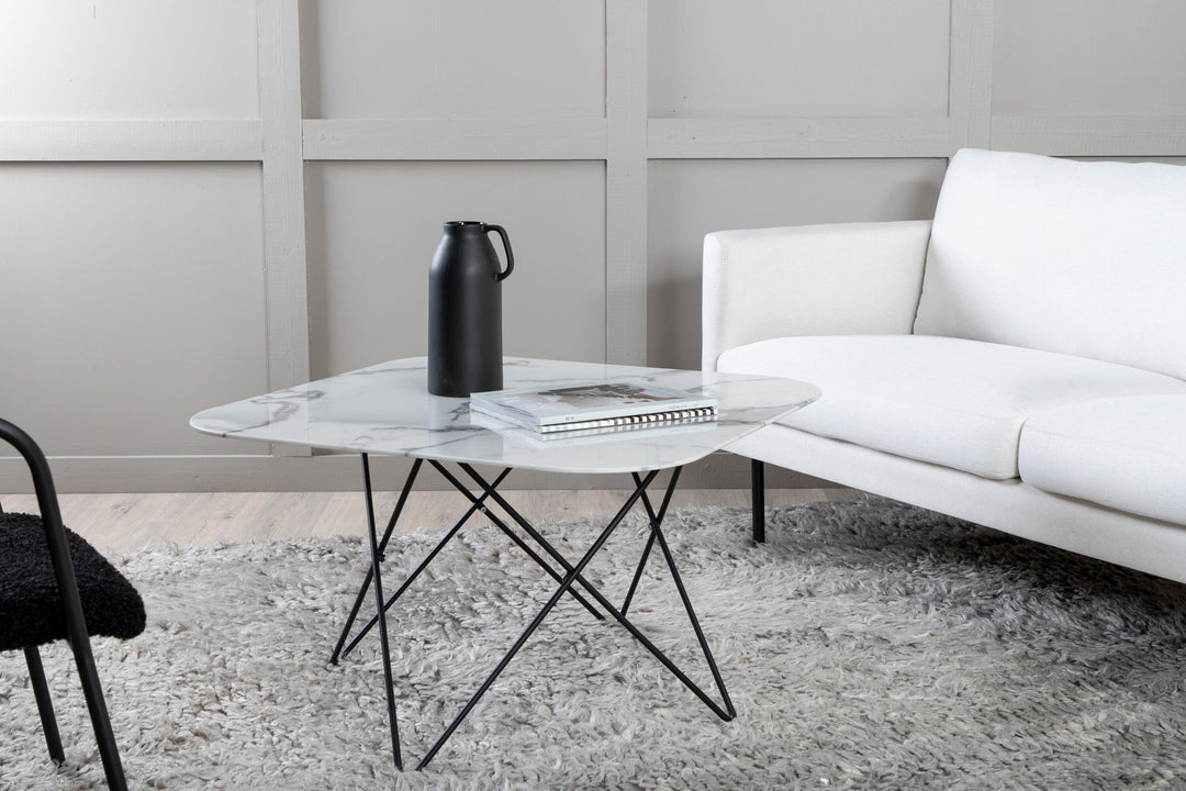 Venture Home Tristar Sofa Table - Black / White Glass Marble