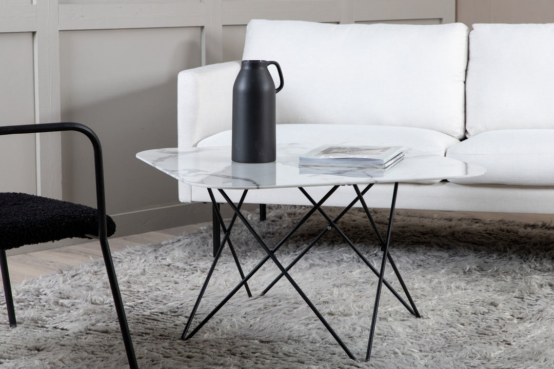 Venture Home Tristar Sofa Table - Black / White Glass Marble