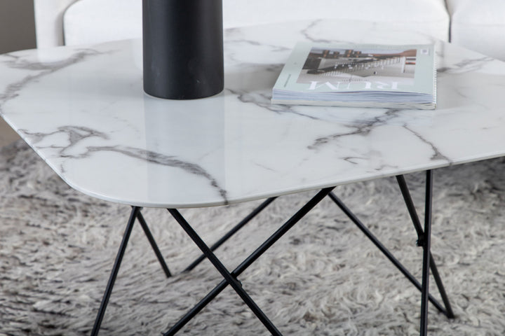 Venture Home Tristar Sofa Table - Black / White Glass Marble