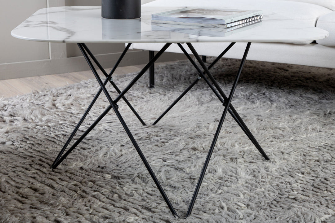 Venture Home Tristar Sofa Table - Black / White Glass Marble
