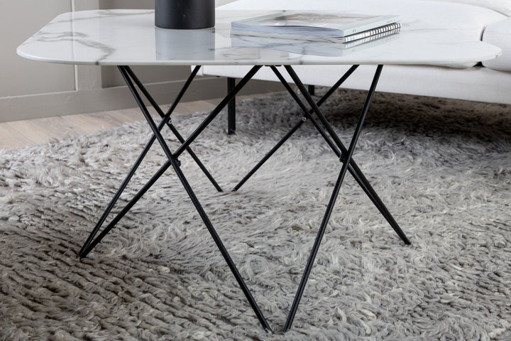 Venture Home Tristar Sofa Table - Black / White Glass Marble