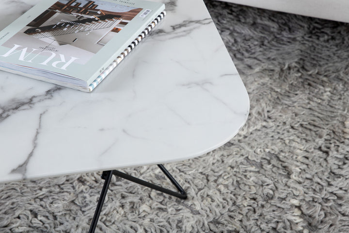 Venture Home Tristar Sofa Table - Black / White Glass Marble