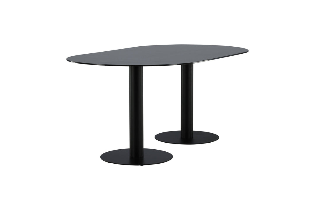 Venture Home Pillan Oval Dining Table - Black / Black Glass Marble