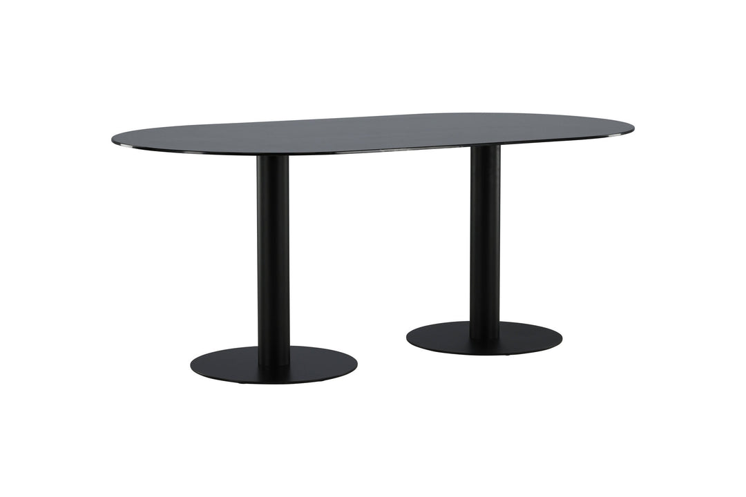 Venture Home Pillan Oval Dining Table - Black / Black Glass Marble