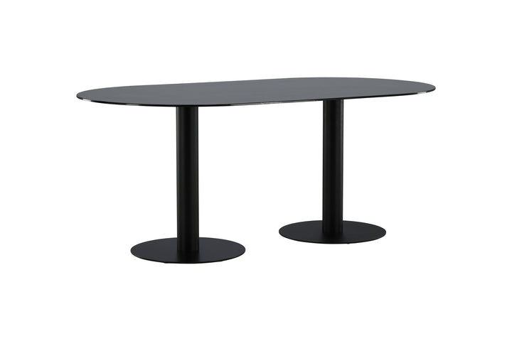Venture Home Pillan Oval Dining Table - Black / Black Glass Marble
