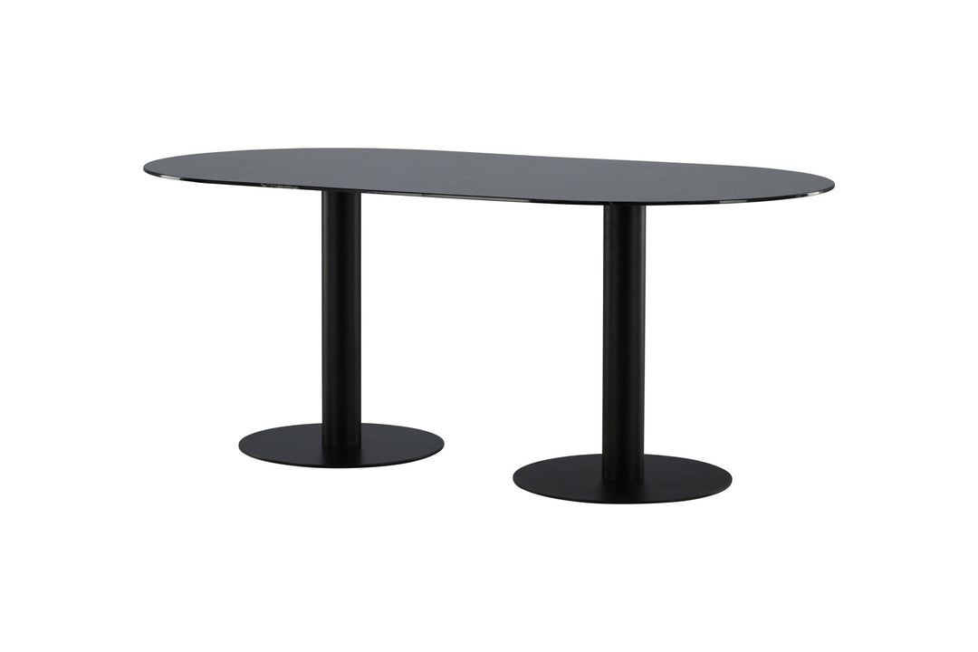 Venture Home Pillan Oval Dining Table - Black / Black Glass Marble