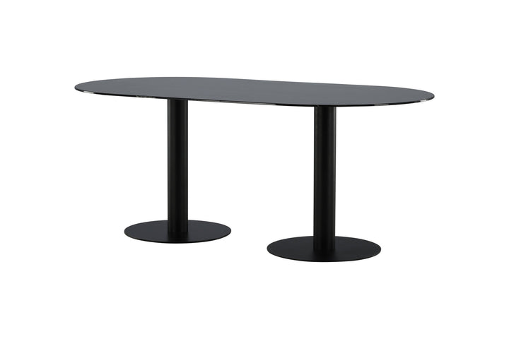 Venture Home Pillan Oval Dining Table - Black / Black Glass Marble