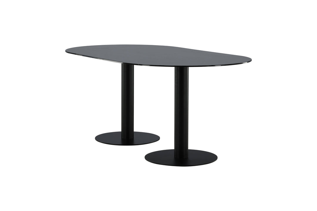 Venture Home Pillan Oval Dining Table - Black / Black Glass Marble