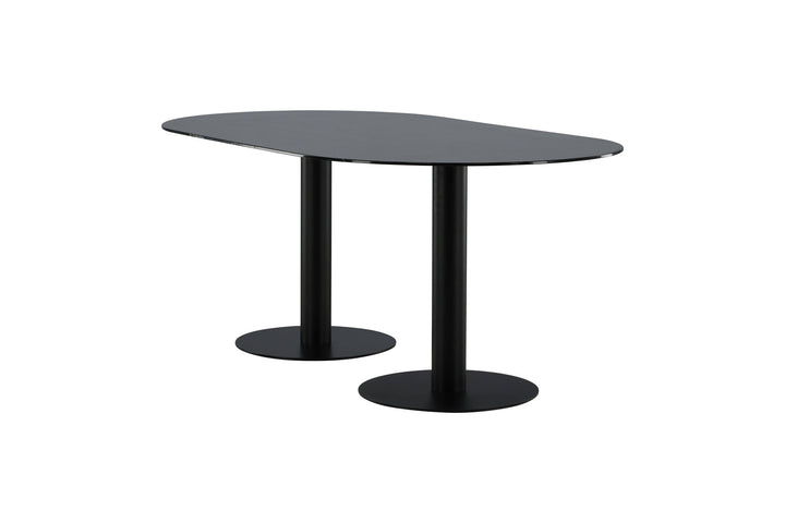Venture Home Pillan Oval Dining Table - Black / Black Glass Marble