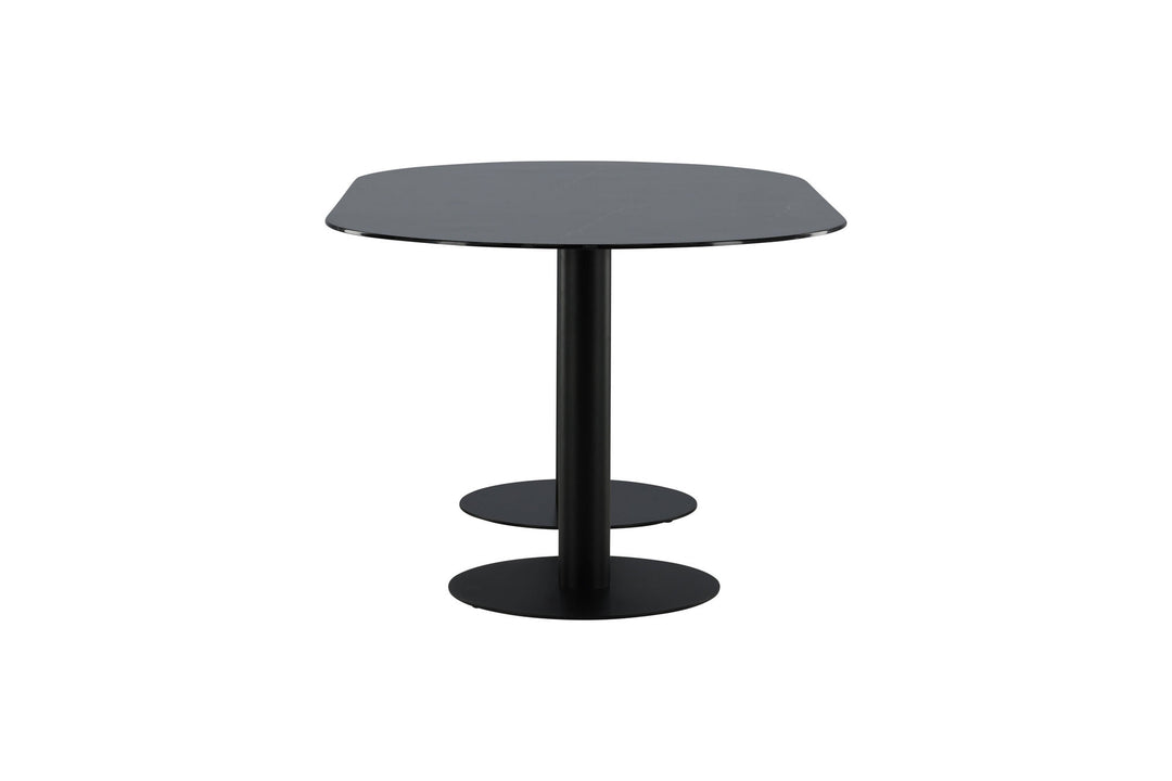 Venture Home Pillan Oval Dining Table - Black / Black Glass Marble