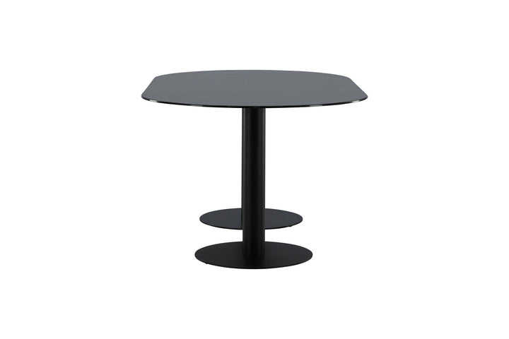 Venture Home Pillan Oval Dining Table - Black / Black Glass Marble