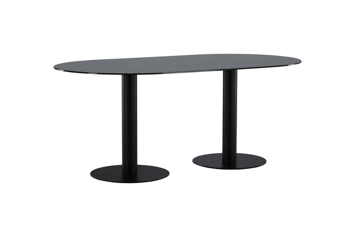 Venture Home Pillan Oval Dining Table - Black / Black Glass Marble