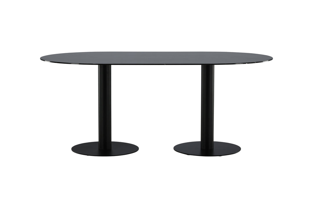Venture Home Pillan Oval Dining Table - Black / Black Glass Marble