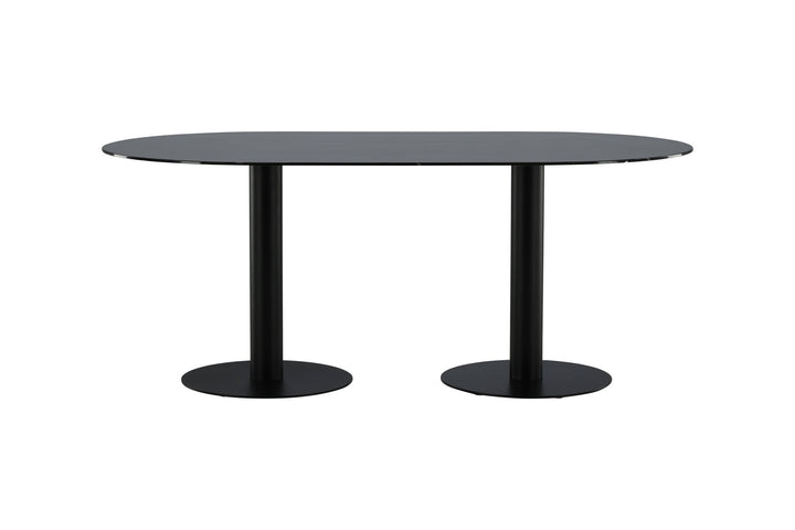 Venture Home Pillan Oval Dining Table - Black / Black Glass Marble
