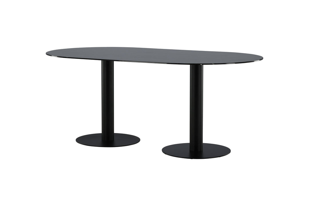 Venture Home Pillan Oval Dining Table - Black / Black Glass Marble