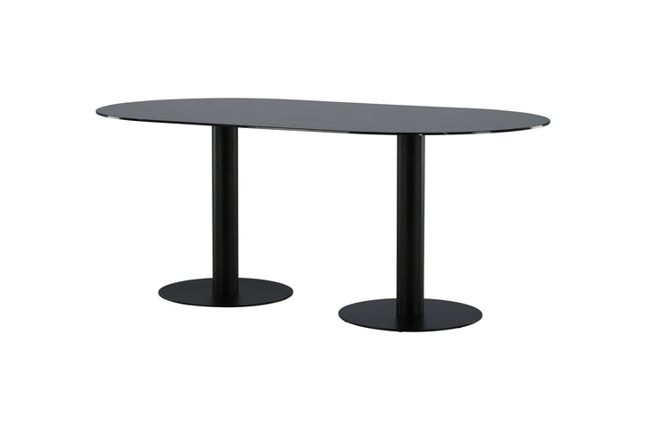 Venture Home Pillan Oval Dining Table - Black / Black Glass Marble