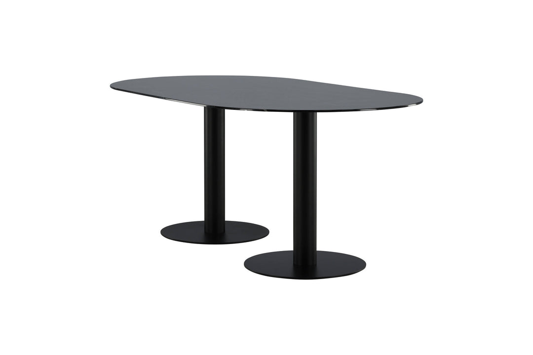 Venture Home Pillan Oval Dining Table - Black / Black Glass Marble