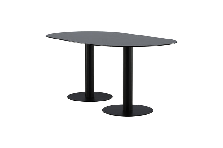 Venture Home Pillan Oval Dining Table - Black / Black Glass Marble