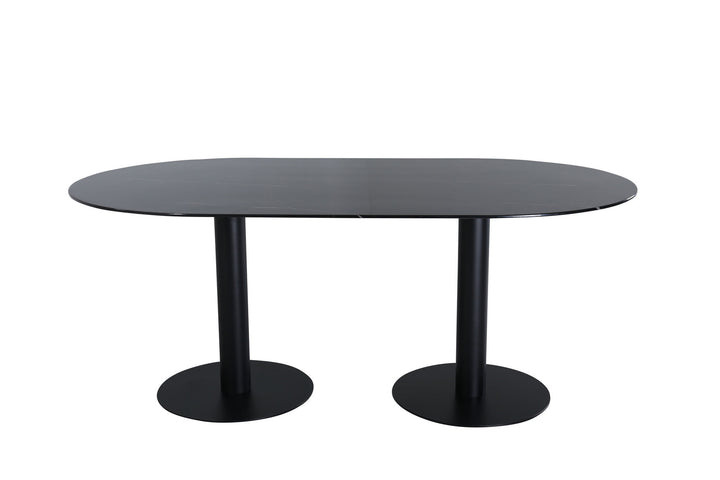 Venture Home Pillan Oval Dining Table - Black / Black Glass Marble
