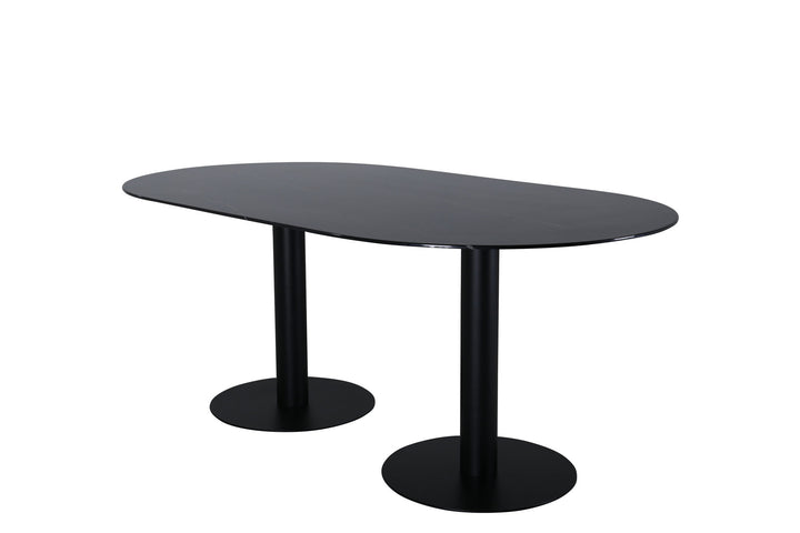 Venture Home Pillan Oval Dining Table - Black / Black Glass Marble