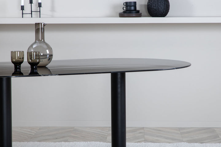 Venture Home Pillan Oval Dining Table - Black / Black Glass Marble