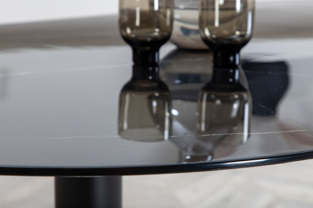 Venture Home Pillan Oval Dining Table - Black / Black Glass Marble