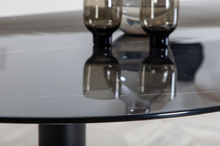 Venture Home Pillan Oval Dining Table - Black / Black Glass Marble