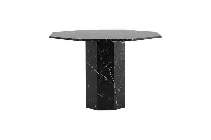 Venture Home Marbs Round Dining Table - Black / Black Glass Marble