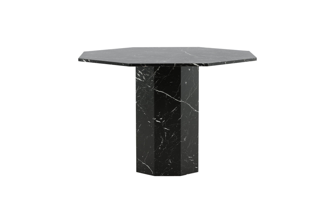Venture Home Marbs Round Dining Table - Black / Black Glass Marble