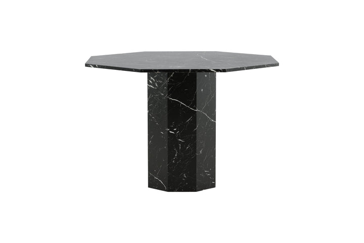 Venture Home Marbs Round Dining Table - Black / Black Glass Marble