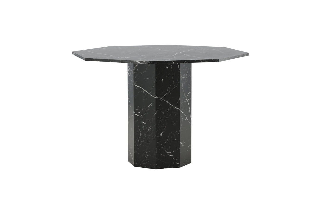 Venture Home Marbs Round Dining Table - Black / Black Glass Marble