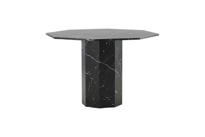 Venture Home Marbs Round Dining Table - Black / Black Glass Marble