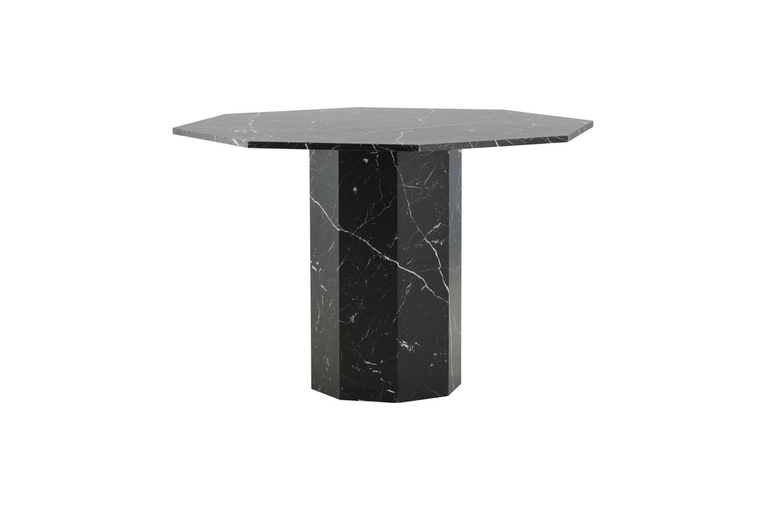 Venture Home Marbs Round Dining Table - Black / Black Glass Marble