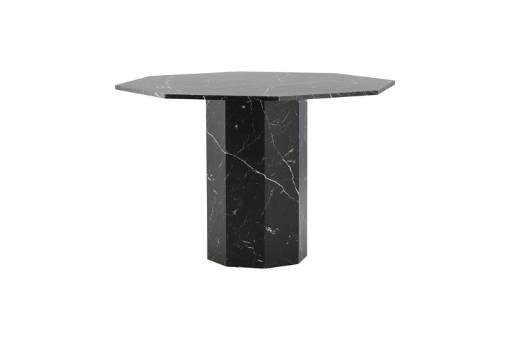 Venture Home Marbs Round Dining Table - Black / Black Glass Marble