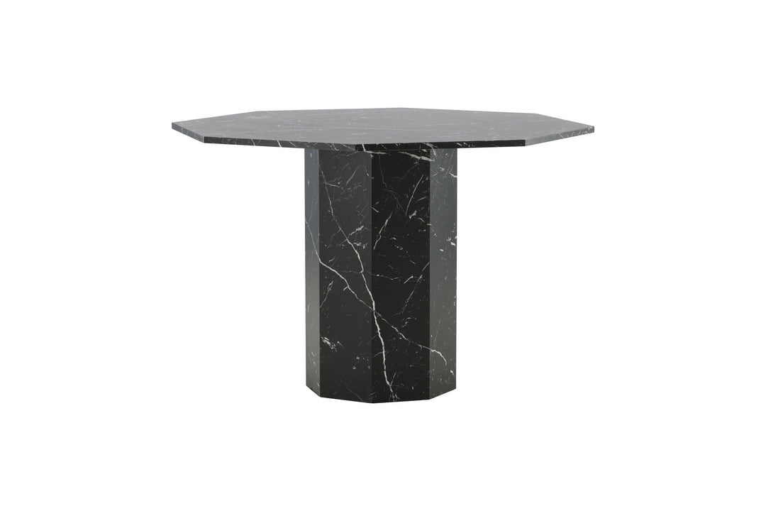 Venture Home Marbs Round Dining Table - Black / Black Glass Marble