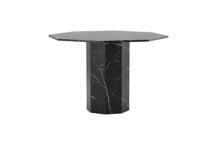 Venture Home Marbs Round Dining Table - Black / Black Glass Marble