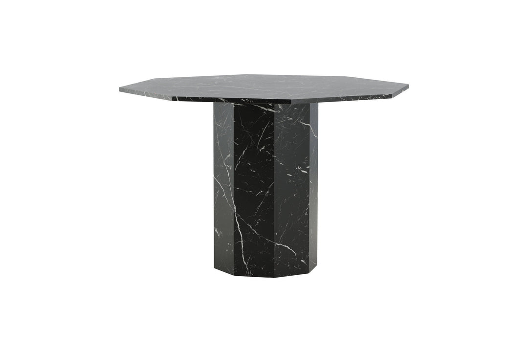 Venture Home Marbs Round Dining Table - Black / Black Glass Marble