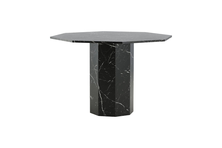 Venture Home Marbs Round Dining Table - Black / Black Glass Marble