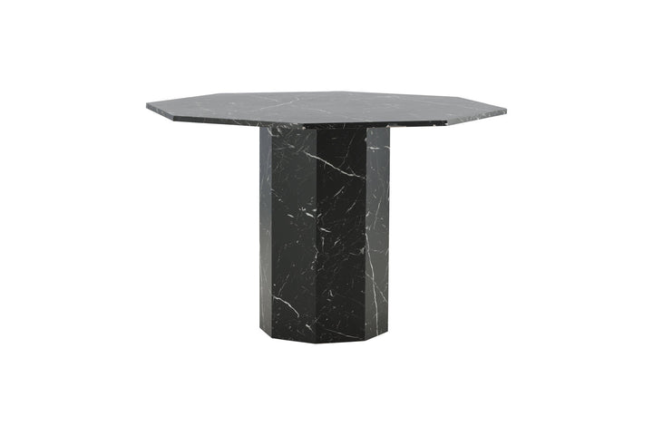 Venture Home Marbs Round Dining Table - Black / Black Glass Marble