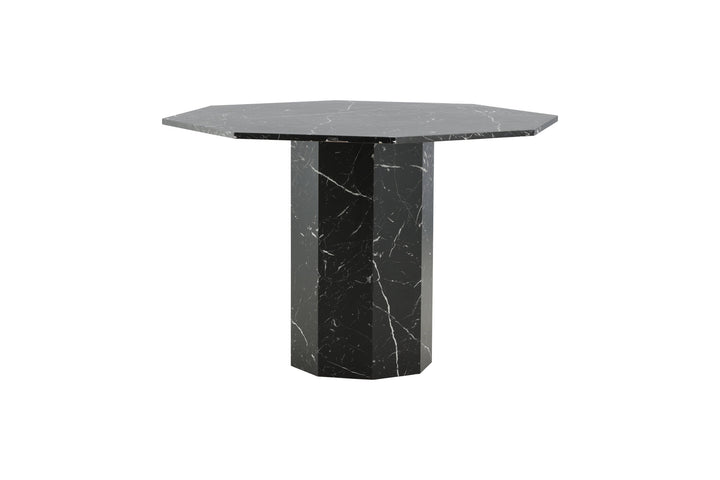 Venture Home Marbs Round Dining Table - Black / Black Glass Marble