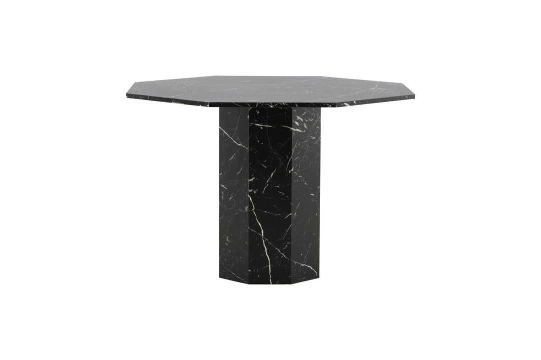 Venture Home Marbs Round Dining Table - Black / Black Glass Marble