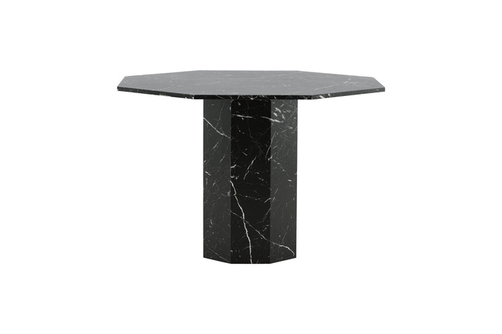 Venture Home Marbs Round Dining Table - Black / Black Glass Marble