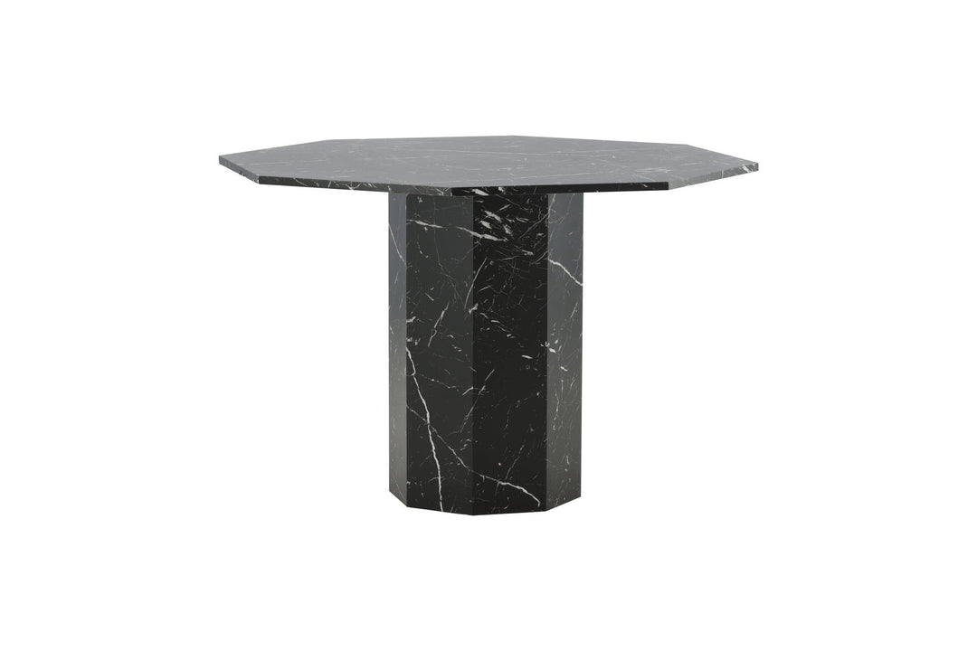 Venture Home Marbs Round Dining Table - Black / Black Glass Marble