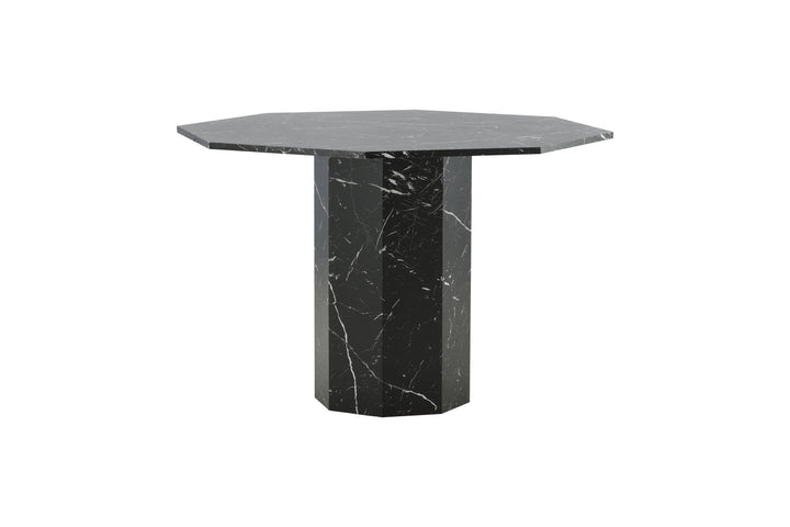 Venture Home Marbs Round Dining Table - Black / Black Glass Marble