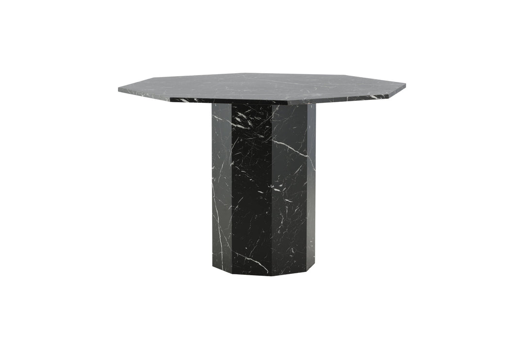 Venture Home Marbs Round Dining Table - Black / Black Glass Marble