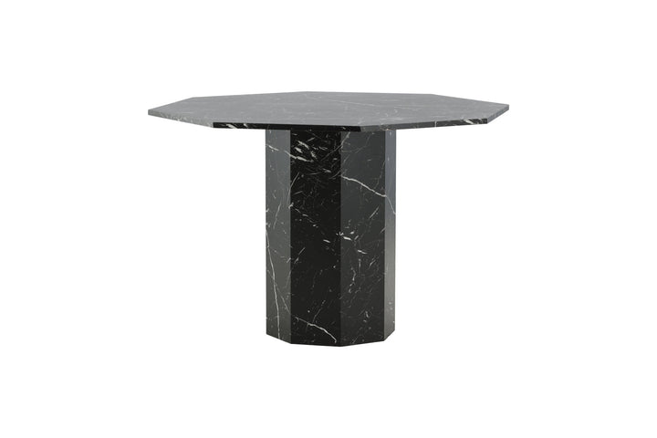 Venture Home Marbs Round Dining Table - Black / Black Glass Marble