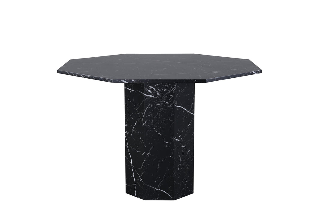 Venture Home Marbs Round Dining Table - Black / Black Glass Marble