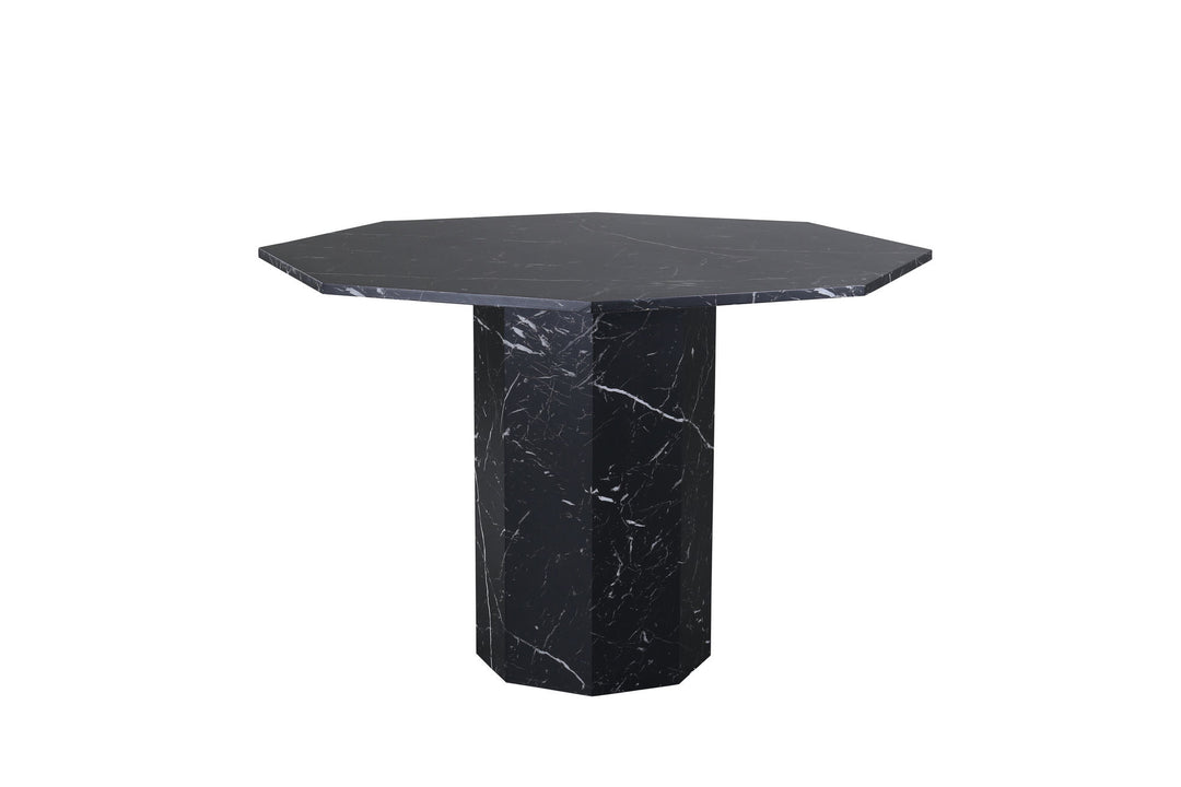 Venture Home Marbs Round Dining Table - Black / Black Glass Marble